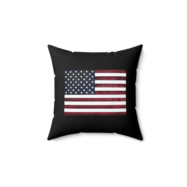 American Flag Spun Polyester Square Pillow