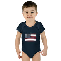 AMerican Flag Infant Baby Rib Bodysuit
